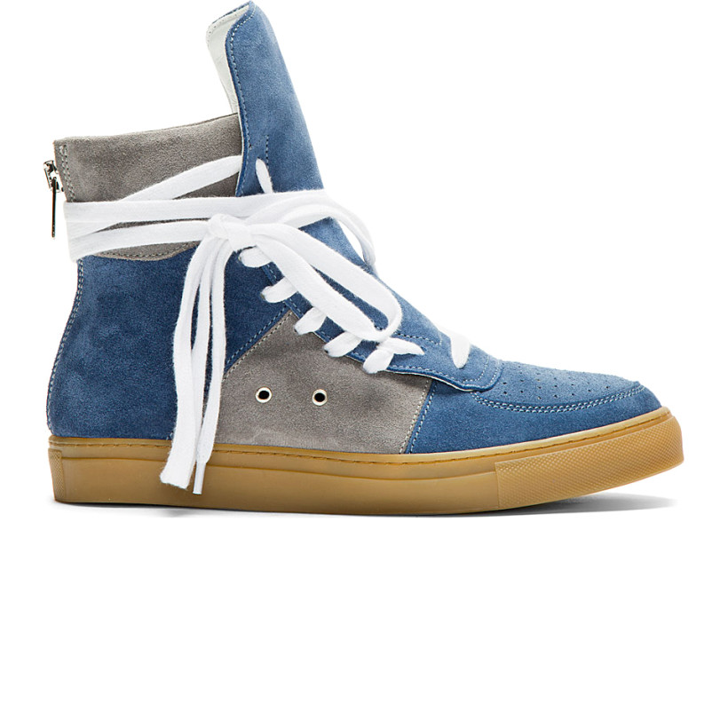 Krisvanassche Blue Suede Overlong Laces High Top Sneakers