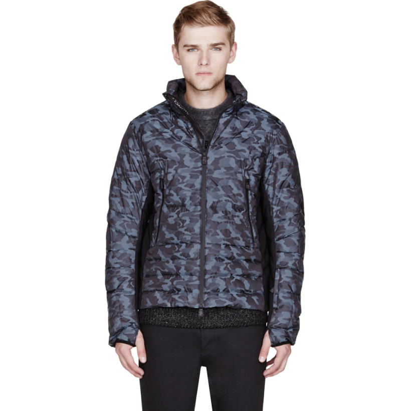 Moncler Slate Blue Camouflage Quilted Carrigbore Jacket