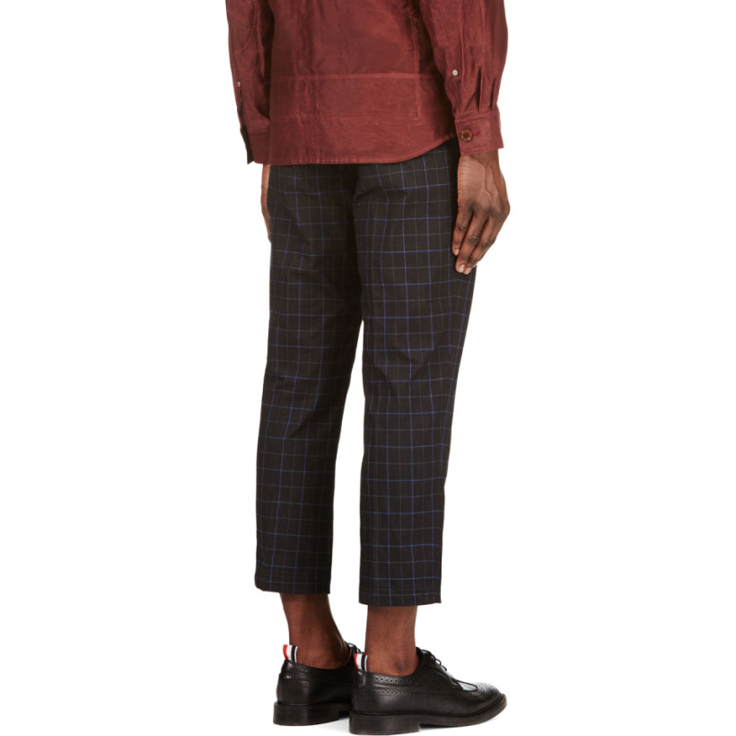 Junya Watanabe Black Cropped Check Print Trousers