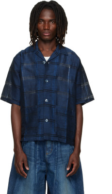 Needles, NEEDLES Blue Plaid Jacquard Cabana Shirt