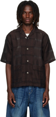Needles, NEEDLES Brown Plaid Jacquard Cabana Shirt