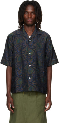 Needles, NEEDLES Navy Paisley Jacquard Cabana Shirt