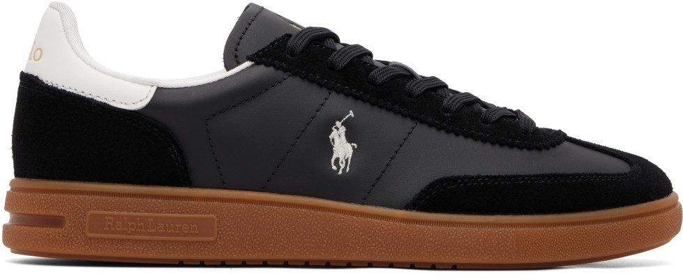 Polo Ralph Lauren, Polo Ralph Lauren Black Bedford Leather-Suede Sneakers
