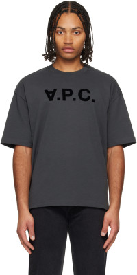 A.P.C., A.P.C. Gray Flocked T-shirt