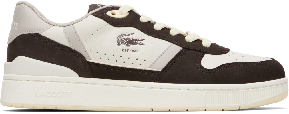 Lacoste, Lacoste Brown & Gray T-Clip Set Leather Sneakers
