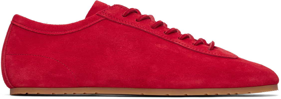 Dries Van Noten, Dries Van Noten Red Suede Sneakers
