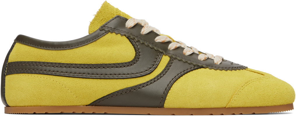 Dries Van Noten, Dries Van Noten Yellow & Khaki Suede Sneakers