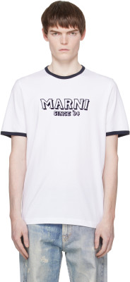 Marni, Marni White Cotton Contrast Trims T-shirt