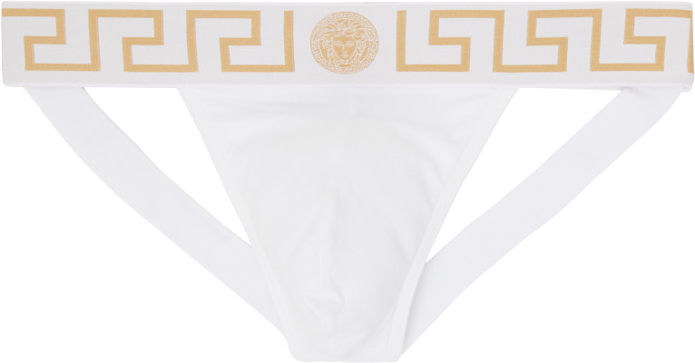 Versace, Versace White Cotton-Jersey Jockstrap