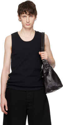 Lemaire, LEMAIRE Black Rib Cotton Jersey Tank Top