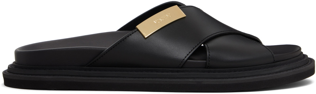 Moschino, Moschino Black Logo Plaque Sandals