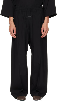 Fear of God, Fear of God Black Cotton Wool Oxford Wide Leg Drawstring Trousers