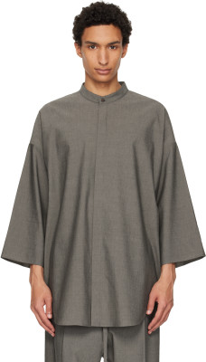 Fear of God, Fear of God Gray Cotton Wool Oxford Relaxed Short Sleeve Shirt