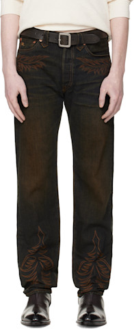 Мужские джинсы RRL Navy Western прямого кроя, bexhill wash
