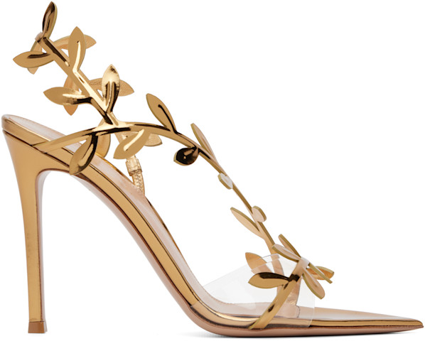 Босоножки на каблуке Gianvito Rossi Gold Flavia золотистого цвета