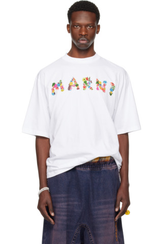Marni logo-print Bermuda shorts - White
