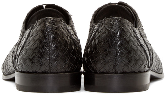 Haider Ackermann Black Woven Leather Oxfords