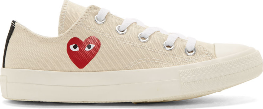 Comme des Garçons Play: Cream Heart Logo Converse Edition Sneakers | SSENSE