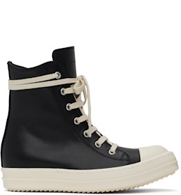 Black Hollywood Calf Leather Sneakers - Rick Owens