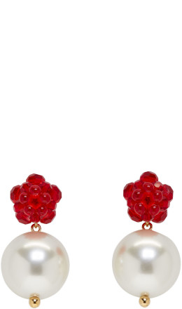 Simone Rocha - Red Flower & Pearl Earrings