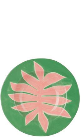 Green & Pink Leaf Dinner Plate - Laetitia Rouget