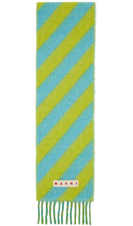 SSENSE Exclusive Green & Blue Scarf - Marni