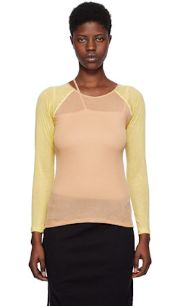 Beige & Yellow Gene Long Sleeve T-Shirt - Baserange