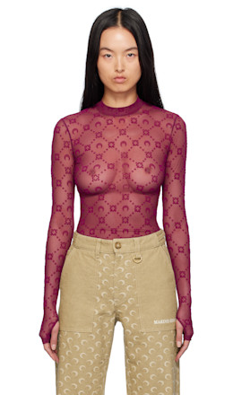 Purple Moonogram Mesh Flock Second Skin Top - Marine Serre