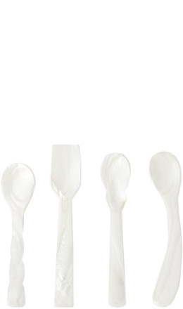 Off-White Mother of Pearl Spoon Set, 4 pcs - Gohar World