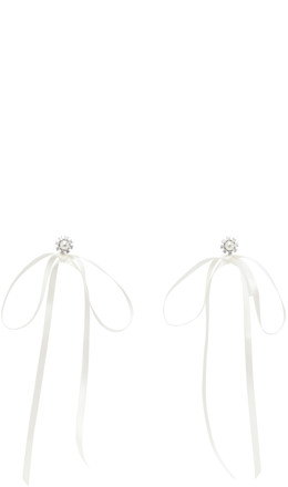 Off-White Double Ended Daisy Bow Earrings - Simone Rocha