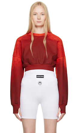 Red Moon Faded Fleece Cropped Sweatshirt - Marine Serre