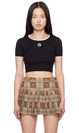 Black Moon Logo Jersey Cropped T-shirt - Marine Serre