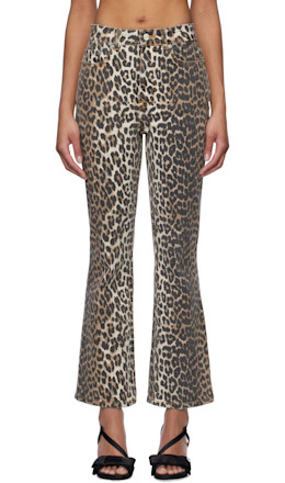 Brown Leopard Betzy Cropped Jeans - GANNI