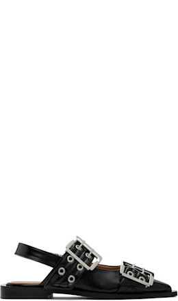 Black Feminine Buckle Flats - GANNI