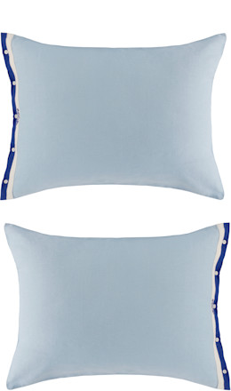 Blue & White Seedling Stripe Pillowcase Set - Bode