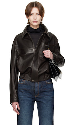 Brown Clint Utilitarian Leather Jacket - Nour Hammour