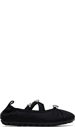 Black Embellished Grip Ballerina Flats - Simone Rocha