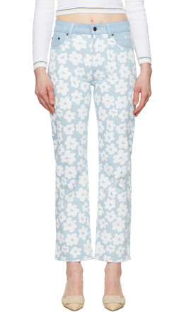 Blue Printed Jeans - MSGM