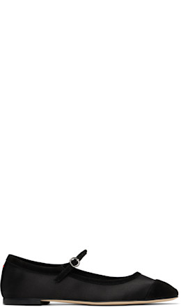 Black Uma Satin Toe-Cap Ballerina Flats - Aeyde