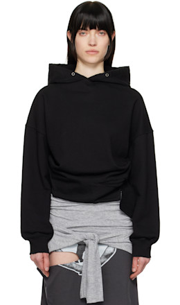 Black Deconstructed Hoodie - OPEN YY