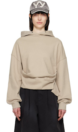 Beige Deconstructed Hoodie - OPEN YY