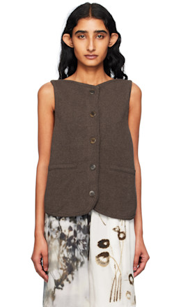 Brown Boatneck Waistcoat Cardigan - Cordera