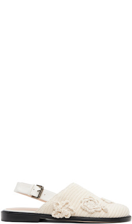 Off-White Crochet Mule Loafers - Cordera