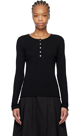 Black Buttoned Knit T-shirt - Dunst