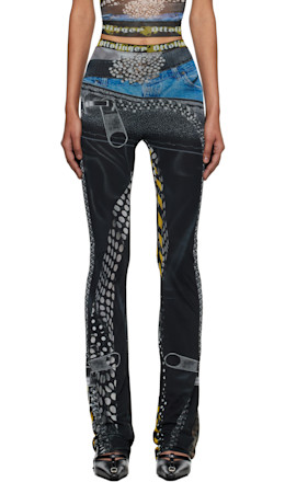 Black & Off-White Mesh Lounge Pants