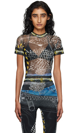 Black & Off-White Mesh T-shirt - Ottolinger