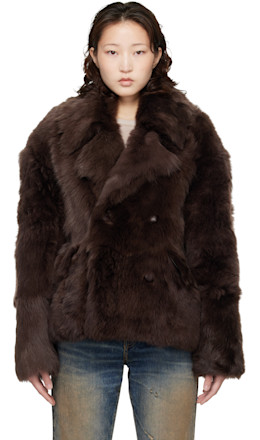 Brown Hairy Caban Shearling Coat Brown Hairy Caban Shearling Coat