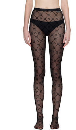 Black Recycled Mesh Flock Tights - Marine Serre