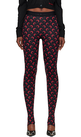 Black Moon Printed Jersey Leggings - Marine Serre