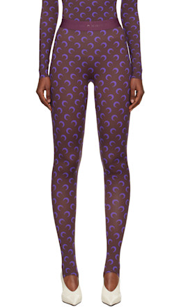 Brown & Purple Recycled Moon Jersey Stirrup Leggings - Marine Serre